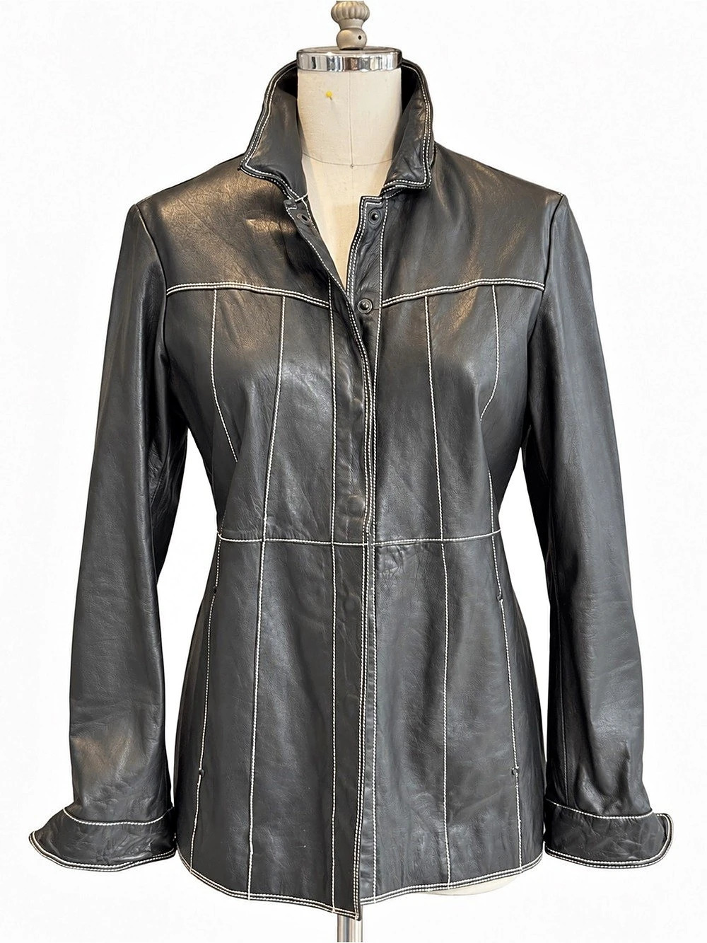jakett Women's black washed leather jacket400